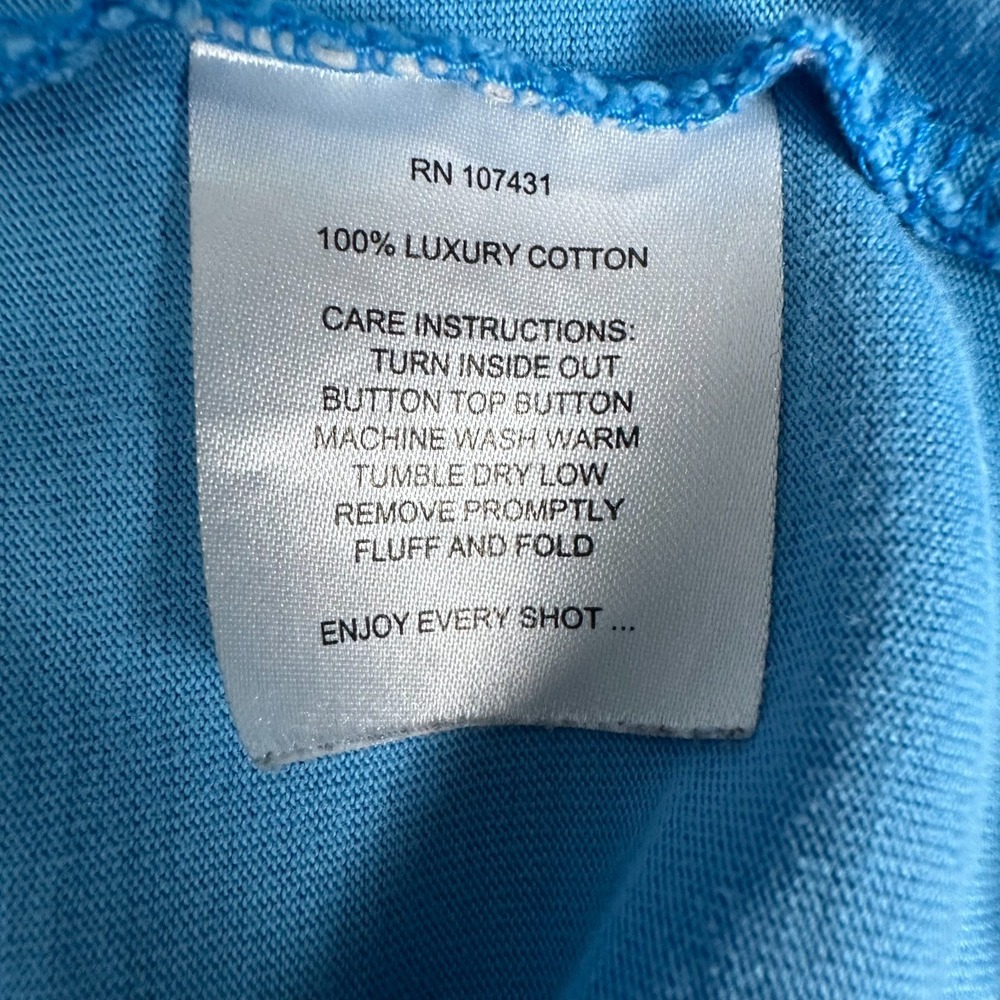 LinkSoul Tempus Fugit Golf Polo Shirt Men's L Light Blue Striped Short Sleeve - Picture 9 of 10